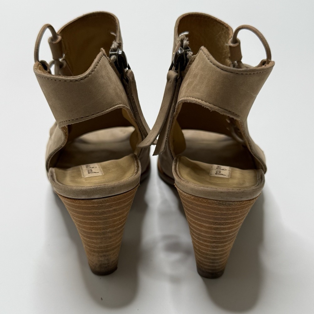 Paul Green Mindy Heels Sisal Nubuk Womens 7 Tan Suede Mule Shoes Sandals - Picture 4 of 14
